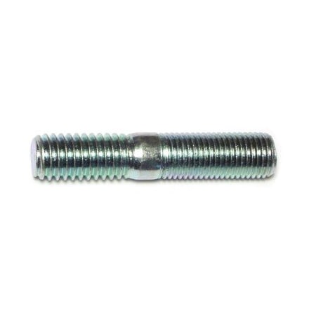Double-End Threaded Stud,7/16-14Thread To7/16-20Thread,2 1/4 In,Steel,Zinc Plated,8 PK